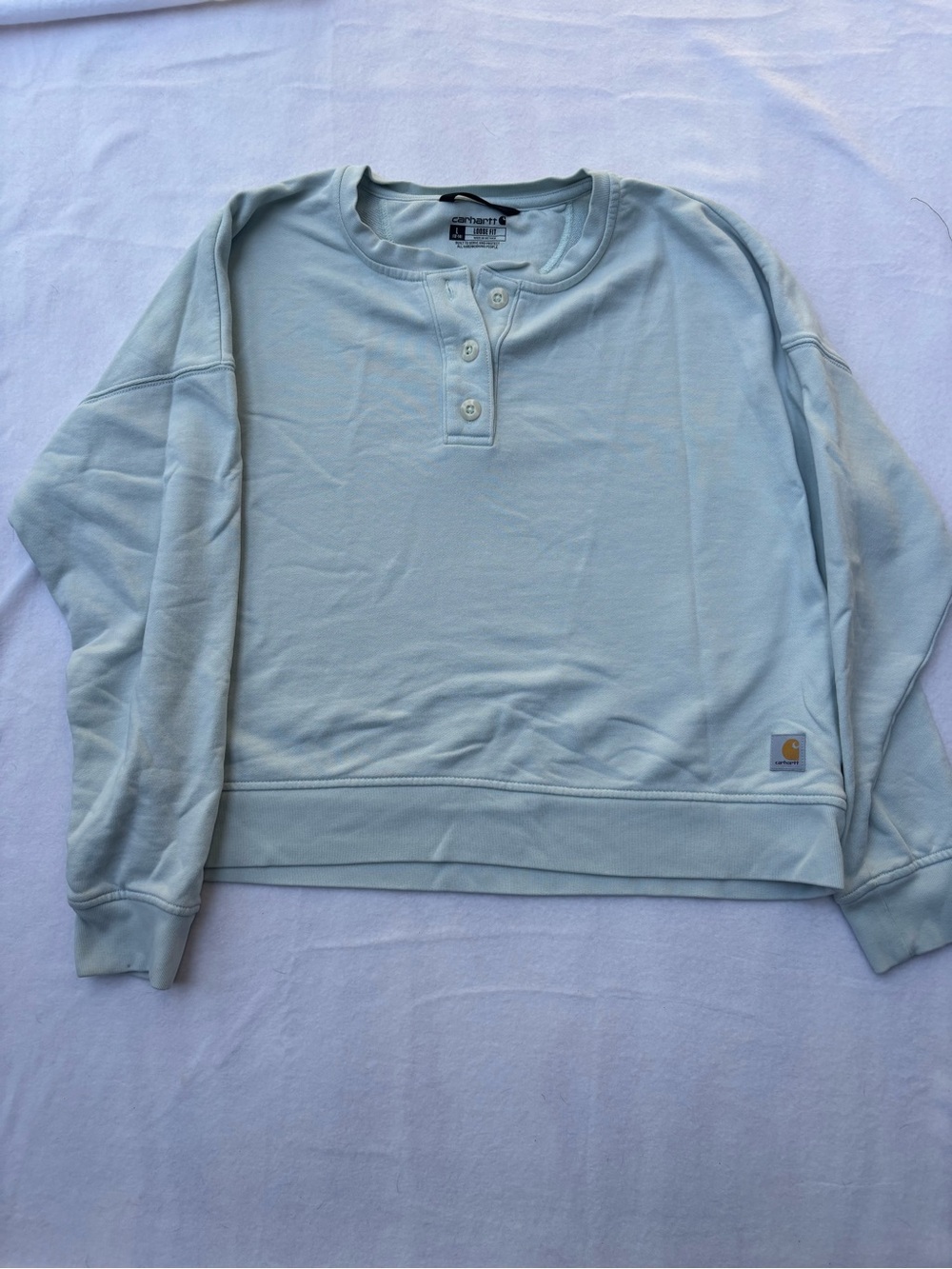 Carhartt Soft Blue Henley Sweatshirt - Loose Fit 12/14 - Picture 2 of 10